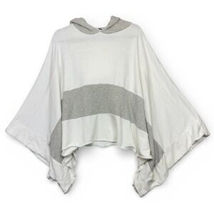 Free People Never Say Never Sweatshirt Hoodie M L White Gray Poncho Boho